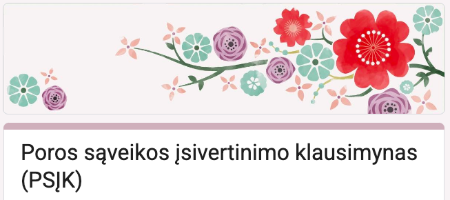 Porų terapija Poros sąveikos įsivertinimo klausimynas.